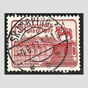 FRIM�RKER DANMARK | 1937 - AFA 241 - Chr. X 25 �re jubil�um 15 �re r�d - Lux Stemplet Sk�rping