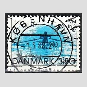 FRIM�RKER DANMARK | 1987 - AFA 887 - WM i roning - 3,80 Kr. bl� - Pragt Stemplet K�benhavn