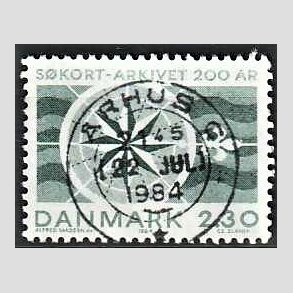 FRIM�RKER DANMARK | 1984 - AFA 799 - S�kortarkivet 200 �r - 2,30 Kr. gr�n - Lux Stemplet �rhus C