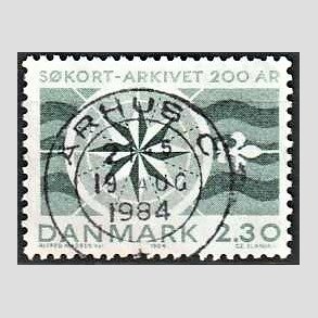 FRIM�RKER DANMARK | 1984 - AFA 799 - S�kortarkivet 200 �r - 2,30 Kr. gr�n - Lux Stemplet �rhus C