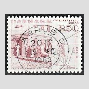 FRIM�RKER DANMARK | 1983 - AFA 788 - C.W Eckersberg - 2,50 Kr. r�d - Pragt Stemplet �rhus C
