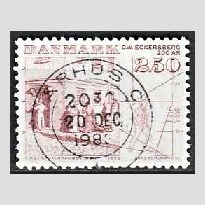 FRIM�RKER DANMARK | 1983 - AFA 788 - C.W Eckersberg - 2,50 Kr. r�d - Pragt Stemplet �rhus C