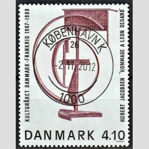 FRIMRKER DANMARK | 1988 - AFA 918 - Dansk-fransk kulturr - 4,10 Kr. brunrd/sort - Pragt Stemplet Kbenhavn K