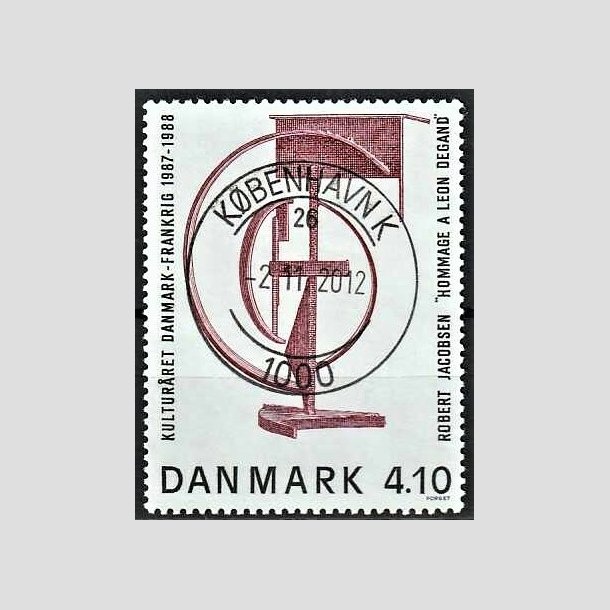 FRIMRKER DANMARK | 1988 - AFA 918 - Dansk-fransk kulturr - 4,10 Kr. brunrd/sort - Pragt Stemplet Kbenhavn K