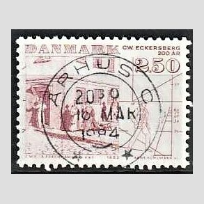 FRIM�RKER DANMARK | 1983 - AFA 788 - C.W Eckersberg - 2,50 Kr. r�d - Pragt Stemplet �rhus C