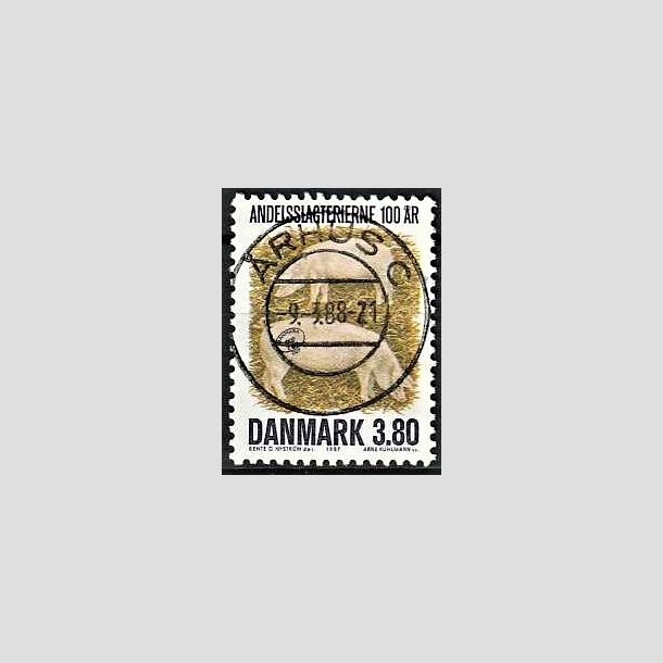 FRIMRKER DANMARK | 1987 - AFA 886 - Danske Andelsslagterier 100 r - 3,80 Kr. flerfarvet - Pragt Stemplet rhus C