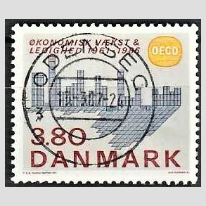 FRIM�RKER DANMARK | 1986 - AFA 875 - OEDC 25 �r - 3,80 Kr. flerfarvet - Pragt Stemplet Odense C