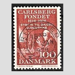 FRIM�RKER DANMARK | 1976 - AFA 626 - Carlsbergfondet 100 �r - 100 �re brunr�d - Pragt Stemplet Ringsted