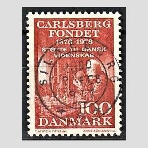 FRIM�RKER DANMARK | 1976 - AFA 626 - Carlsbergfondet 100 �r - 100 �re brunr�d - Pragt Stemplet Silkeborg