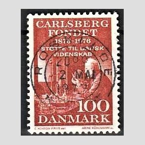 FRIM�RKER DANMARK | 1976 - AFA 626 - Carlsbergfondet 100 �r - 100 �re brunr�d - Pragt Stemplet Roskilde