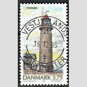 FRIM�RKER DANMARK | 1996 - AFA 1124 - Danske Fyrt�rne - 3,75 Kr. flerfarvet - Pragt Stemplet Vestsj�lland