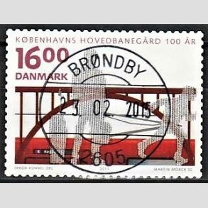 FRIM�RKER DANMARK | 2011 - AFA 1678 - KBH Hovedbaneg�rd 100 �r - 16,00 Kr. flerfarvet - Pragt Stemplet Br�ndby