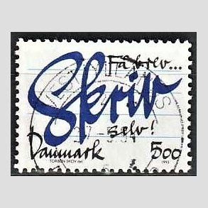 FRIM�RKER DANMARK | 1993 - AFA 1051 - Brevskrivning - 5,00 Kr. bl�/sort - Lux Stemplet