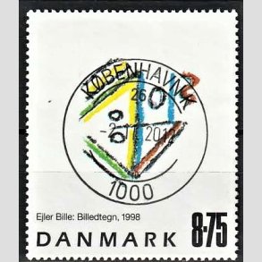 FRIMRKER DANMARK | 1998 - AFA 1189 - Ejler Bille - 8,75 Kr. flerfarvet - Pragt Stemplet Kbenhavn K
