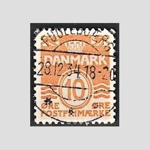 FRIM�RKER DANMARK | 1933 - AFA 202 - B�lgelinie 10 �re orange type IA - Lux Stemplet Fuglebj�rg