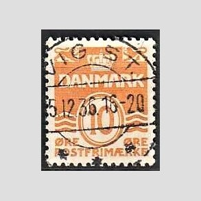 FRIM�RKER DANMARK | 1933 - AFA 202 - B�lgelinie 10 �re orange type IA - Lux Stemplet Vig St.