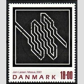 FRIMRKER DANMARK | 2001 - AFA 1292 - Jrn Larsen - 18,00 Kr. flerfarvet - Pragt Stemplet