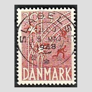 FRIM�RKER DANMARK | 1947 - AFA 300 - Modstandsbev�gelsen - 20 + 5 �re r�d - Pragt Stemplet Slagelse