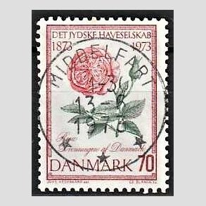 FRIM�RKER DANMARK | 1973 - AFA 546 - Jydske Haveselskab 100 �r - 70 �re rosa/gr�n/r�d - Pragt Stemplet Middelfart
