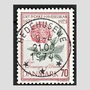 FRIM�RKER DANMARK | 1973 - AFA 546 - Jydske Haveselskab 100 �r - 70 �re rosa/gr�n/r�d - Pragt Stemplet Hedehusene