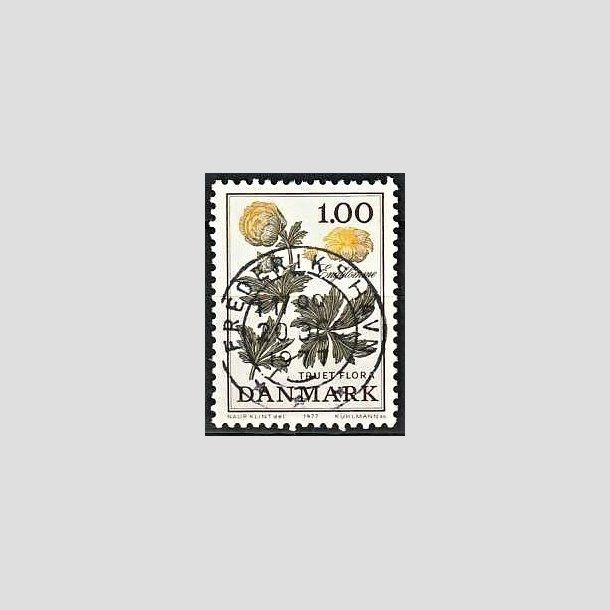 FRIMRKER DANMARK | 1977 - AFA 649 - Truet flora - 1,00 Kr. gul/grn - Pragt Stemplet Frederikshavn