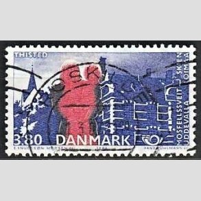 FRIM�RKER DANMARK | 1986 - AFA 860 - Venskabsbyer - 3,80 Kr. r�d/bl� - Pragt Stemplet Roskilde