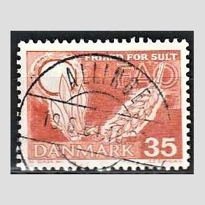 FRIM�RKER DANMARK | 1963 - AFA 412 - FAO anti-hunger - 35 �re brunr�d - Lux Stemplet Allinge