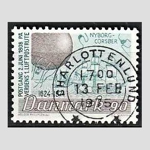 FRIM�RKER DANMARK | 1974 - AFA 581 - Det danske Postv�sen 350 �r - 90 �re brun/bl�gr�n - Lux Stemplet Charlottenlund