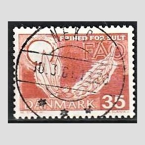 FRIM�RKER DANMARK | 1963 - AFA 412 - FAO anti-hunger - 35 �re brunr�d - Lux Stemplet Neks�