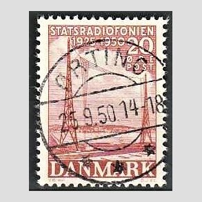 FRIM�RKER DANMARK | 1950 - AFA 317 - Statsradiofonien 25 �r - 20 �re r�d - Pragt Stemplet �rting