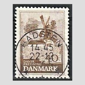 FRIM�RKER DANMARK | 1965 - AFA 440 - Fredning - 40 �re brun - Pragt Stemplet Hadsten