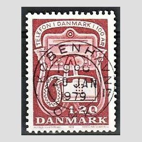 FRIM�RKER DANMARK | 1979 - AFA 672 - Telefonen 100 �r - 1,20 Kr. r�d - Pragt Stemplet K�benhavn