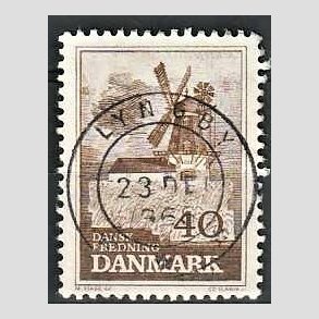 FRIM�RKER DANMARK | 1965 - AFA 440 - Fredning - 40 �re brun - Pragt Stemplet Lyngby