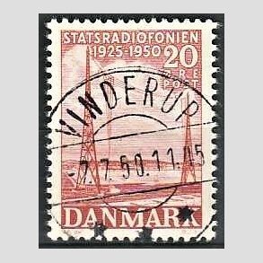 FRIM�RKER DANMARK | 1950 - AFA 317 - Statsradiofonien 25 �r - 20 �re r�d - Pragt Stemplet Vinderup