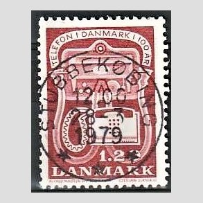 FRIM�RKER DANMARK | 1979 - AFA 672 - Telefonen 100 �r - 1,20 Kr. r�d - Pragt Stemplet Stubbek�bing
