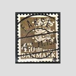 FRIMRKER DANMARK | 1970 - AFA 502 - Rigsvben 4,10 Kr. olivenbrun - Lux Stemplet Fakse