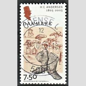 FRIM�RKER DANMARK | 2005 - AFA 1425 - H.C. Andersen - 7,50 Kr. Rejsest�vler - Pragt Stemplet Odense C