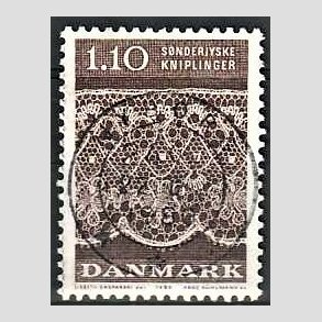 FRIM�RKER DANMARK | 1980 - AFA 711 - S�nderjyske kniplinger - 1,10 Kr. brun - Pragt Stemplet Nyborg