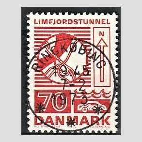 FRIM�RKER DANMARK | 1972 - AFA 536 - Trafiktekniske anl�g - 70 �re r�d - Pragt Stemplet Ringk�bing