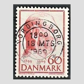 FRIM�RKER DANMARK | 1969 - AFA 481 - Fredrik IX 70 �r - 60 �re r�d - Pragt Stemplet Vordingborg