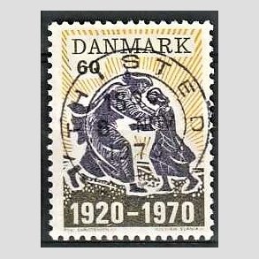 FRIM�RKER DANMARK | 1970 - AFA 499 - Nordslesvigs genforening 50 �r - 60 �re m�rkgr�/violet/gul - Pragt Stemplet Thisted