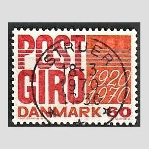 FRIMRKER DANMARK | 1970 - AFA 493 - Postgirotjenesten 50 r - 60 re rd/gulorange - Pragt Stemplet Struer