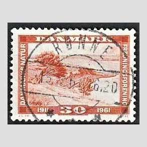 FRIM�RKER DANMARK | 1961 - AFA 392 - Naturfredningsforening 50 �r. - 30 �re brunr�d - Pragt Stemplet R�nne