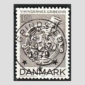 FRIM�RKER DANMARK | 1979 - AFA 684 - Vikingetiden - 1,10 Kr. brun - Pragt Stemplet Grindsted