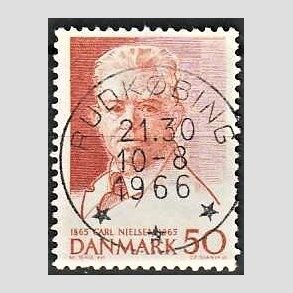 FRIM�RKER DANMARK | 1965 - AFA 435 - Komponist Carl Nielsen - 30 �re oranger�d - Pragt Stemplet Rudk�bing