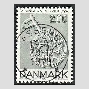 FRIM�RKER DANMARK | 1979 - AFA 685 - Vikingetiden - 2 Kr. gr�nbl� - Pragt Stemplet Assens