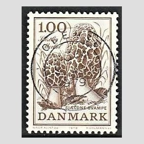 FRIM�RKER DANMARK | 1978 - AFA 669 - Sj�ldne svampe - 1,00 Kr. brun - Pragt Stemplet Odense