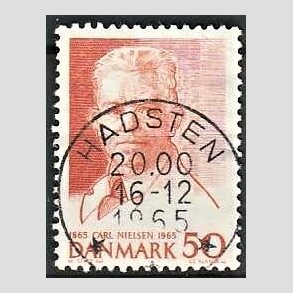 FRIM�RKER DANMARK | 1965 - AFA 435 - Komponist Carl Nielsen - 30 �re oranger�d - Pragt Stemplet Hadsten