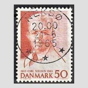 FRIM�RKER DANMARK | 1965 - AFA 435 - Komponist Carl Nielsen - 30 �re oranger�d - Pragt Stemplet Neks�