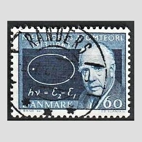 FRIM�RKER DANMARK | 1963 - AFA 421 - Niels Bohr - 60 �re m�rkbl� - Lux Stemplet Randers